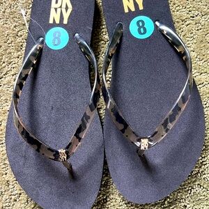 DKNY Black and Brown Casual Flip Flops
